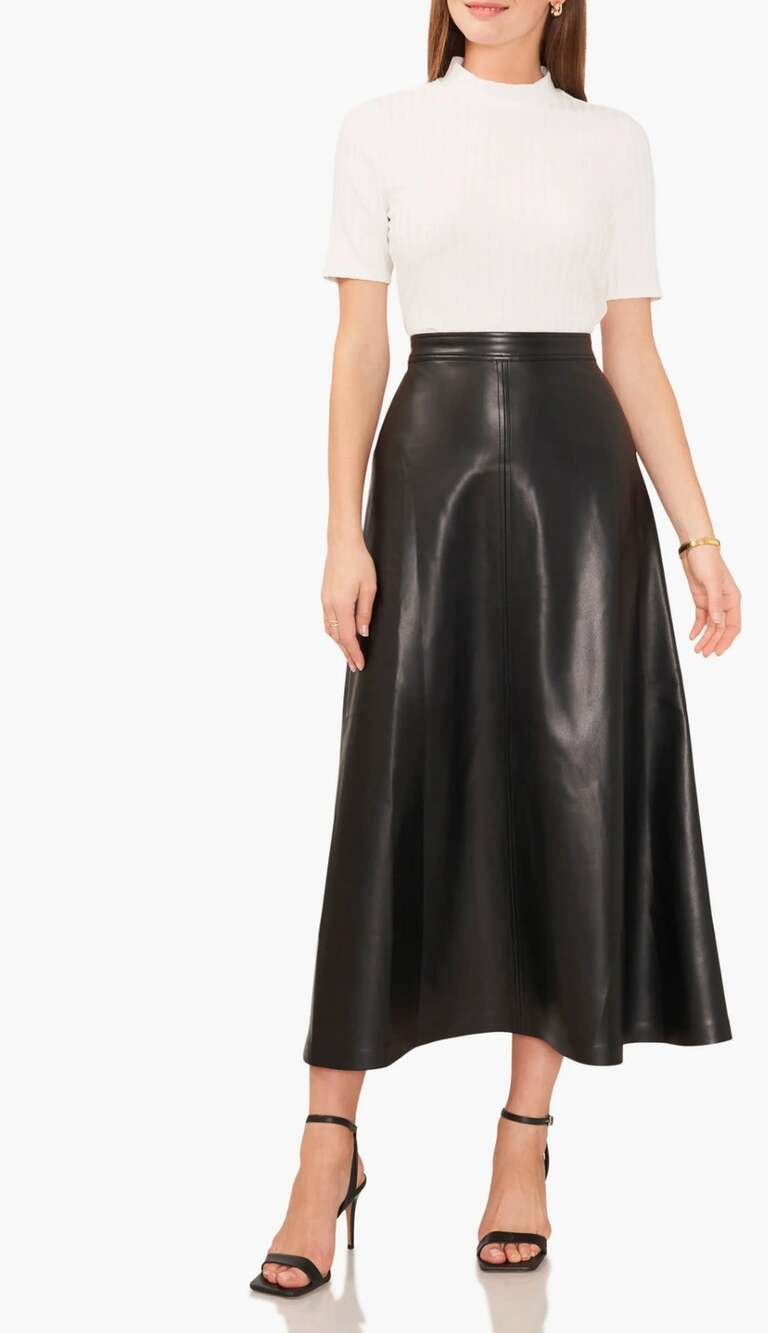 Express Black Vegan Leather Maxi Skirt Sz L Whimsygoth Minimalist Old Money